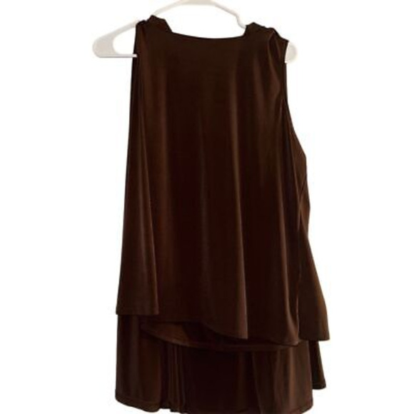 IMAN Tops - IMAN Women's 1X Brown Cape-like Sleeveless Tunic Top Solid Casual